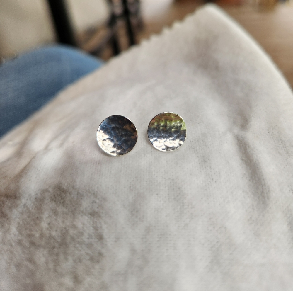 James Avery Retired Silver Hammered Disc Post Earrings